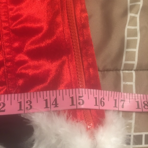 Lingerie Fur Trim Red Velvet Corset Set - Picture 10 of 16